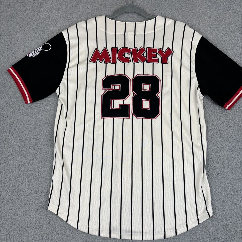 Mickey Mouse #28 Disney BoxLunch Exclusive Baseball Jersey Unisex Mens SM Stripe - Picture 9 of 11